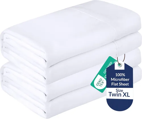 Vista 47 de Royale Linens Juego de 6 sábanas encimeras a granel, sábanas superiores, microfibra suave de 1800, resistente a las arrugas y a las manchas