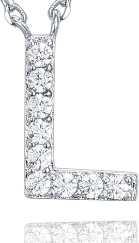 Vista 22 de PAVOI 14K White Gold Plated Cubic Zirconia Initial Necklace Letter Dainty Necklaces for Women