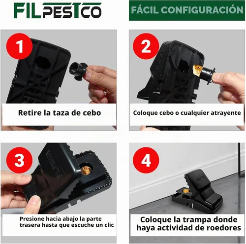 Vista 5 de Juego de 6 trampas de resorte para ratas extra grandes de grado profesional, trampa para ratones, trampa reutilizable, resistente para control