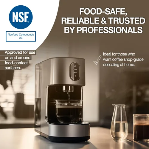 Vista 5 de ERRECOM Moka, Descalcificador de máquina de café, A3 registrado NSF, compatible con todas las máquinas de café y hervidores, botella de cuarto
