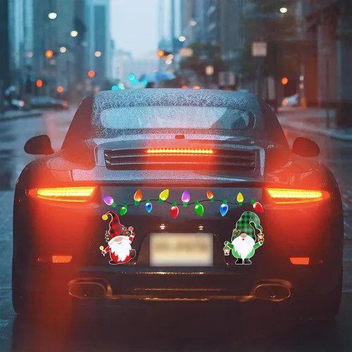 Vista 2 de 43 piezas de decoraciones navideñas para auto y refrigerador: set de accesorios con imanes reflectantes en forma de bombilla y gnomo, decoración