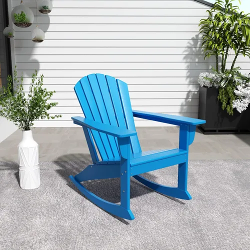 Vista 14 de WestinTrends Dylan - Silla mecedora Adirondack de plástico de polietileno para exteriores, color negro