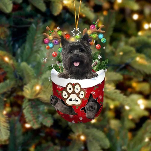 Vista 75 de Adornos personalizados de Pug cervatillo – Decoración personalizada para árbol de Navidad con patas de bolsillo de nieve