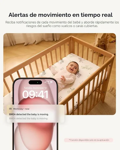 Vista 3 de Momcozy Monitor de bebé inteligente WiFi con cámara y audio, pantalla 1080P de 5 pulgadas con montaje en pared, detección de movimiento y llanto