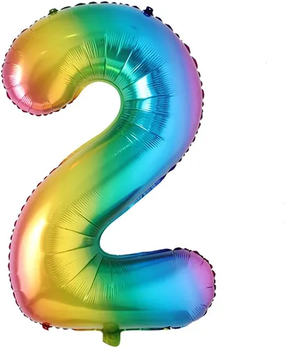 Vista 12 de Globo grande de 40 pulgadas de papel de aluminio arcoíris para cumpleaños, globos con número de helio, decoraciones de fiesta de cumpleaños, figuras