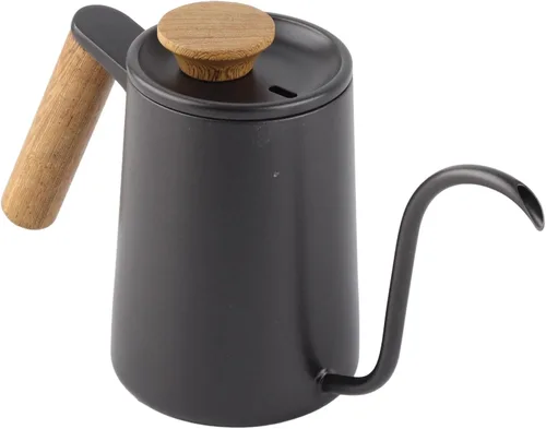 Vista 6 de Pour Over - Hervidor de café de 20.3 fl oz, mango de acero inoxidable, boquilla de cuello de cisne larga y estrecha (negro)
