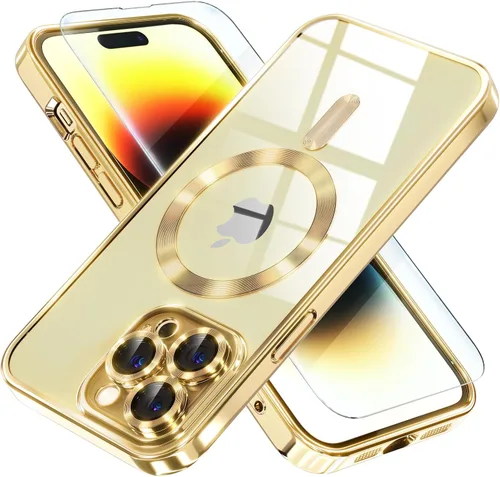 Vista 23 de Misea Funda magnética para iPhone 14 compatible con MagSafe [nunca amarillenta] [protección contra caídas de grado militar] protector completo