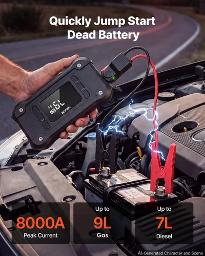 Vista 3 de VEVOR Arrancador de salto con compresor de aire 8000A Peak Car Battery Jump