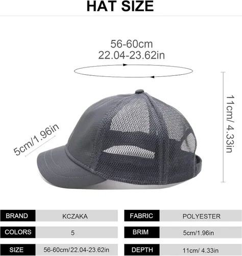 Vista 8 de KCZAKA Gorra de béisbol de ala corta de secado rápido unisex de malla trasera transpirable Snapack Trucker Gorras ajustables de árbitro SS115