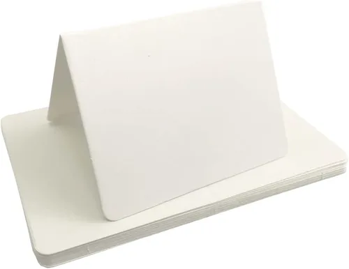 Vista 4 de Tarjetas de lugar de mesa tipo carpa negras en blanco, paquete de 50 piezas, tarjeta plegada de asignación de asientos, banquete, fiesta, evento