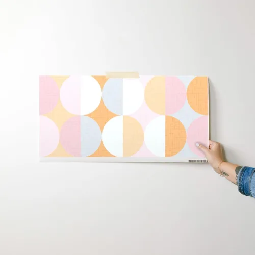 Vista 7 de Removable Wallpaper Swatch - Dreams Scale Pink Shaw White Vintage Retro Orange Grey Circles Custom Pre-Pasted Wallpaper by Spoonflower