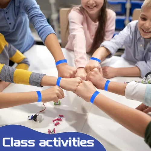 Vista 6 de 500 pulseras de papel azul para eventos, impermeables, de neón, pulseras adhesivas de identificación de conciertos, bandas de mano para eventos