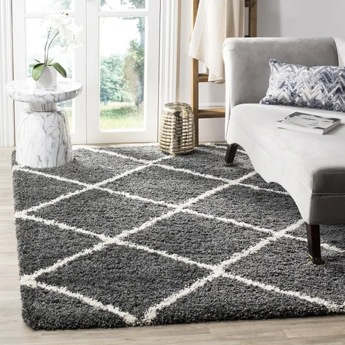 Vista 82 de SAFAVIEH Hudson Shag Collection - Alfombra decorativa de 2 x 3 pies, color beige y marfil, diseño moderno de enrejado, no desprende pelusa