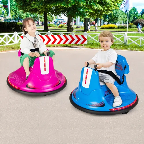Vista 7 de HONEY JOY Coche de parachoques de 12 V para niños pequeños de 1 a 3 años, auto parachoques con doble joystick, luz LED intermitente y giro de 360