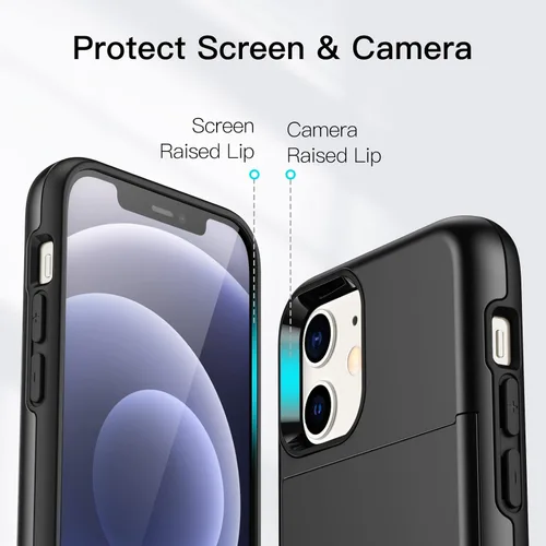 Vista 6 de JETech Funda tipo cartera para iPhone 12/12 Pro de 6.1 pulgadas con tarjetero, cubierta protectora a prueba de golpes de doble capa, ranura oculta