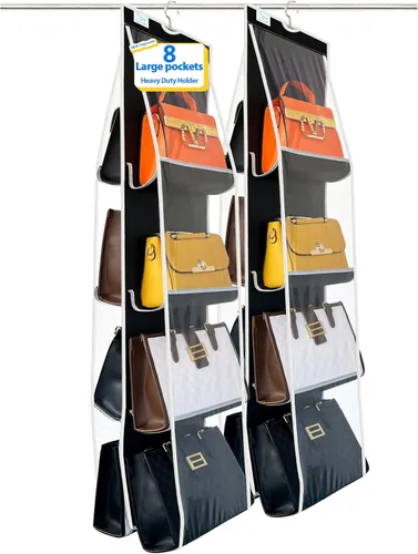 Vista 7 de Organizador de bolso, nuevo mejorado más grande, organizador de bolso para armario, ganchos resistentes, almacenamiento de bolso, material duradero