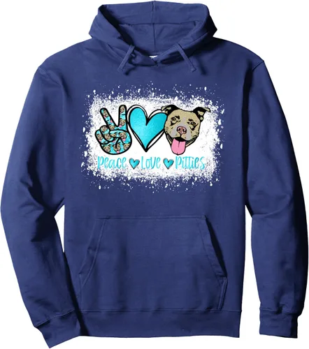 Vista 5 de Peace Love Pitties Pitbull Lover Pet Owner - Sudadera con capucha para mamá y perro, Negro