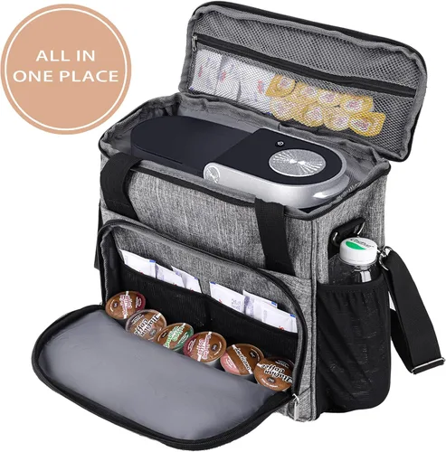 Vista 2 de Bolsa de café para Keurig K-Slim/K-Express/K-Iced/Ninja PB041ST/Ninja PB051, resistente al agua para viajes, gris