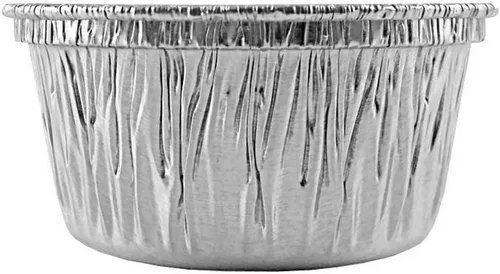 Vista 2 de Pactogo Taza de papel de aluminio de 4 onzas con tapa de plástico transparente, moldes desechables para hornear cupcakes/ramekin/muffins