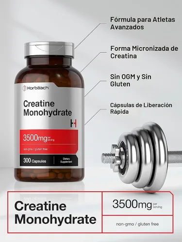 Vista 3 de Horbäach Creatina Monohidrato Cápsulas 3500mg 300