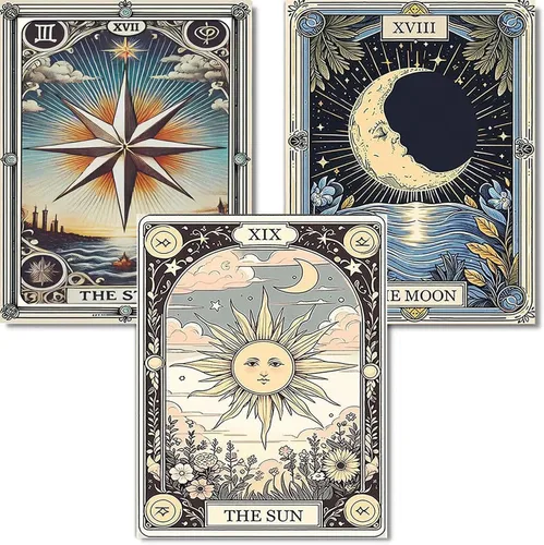 Vista 8 de WUDWL Kit de pintura de diamante cuadrado taladro cuadrado pintura de diamante, arte de diamantes cuadrados, paquete de 3 sol, luna y estrellas kits