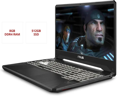 Vista 2 de ASUS TUF - Laptop para juegos, 15.6" 144Hz Full HD tipo IPS, AMD Ryzen 7 3750H, GeForce GTX 1650, 8GB DDR4, 512GB PCIe SSD, Gigabit Wi-Fi 5, Windows