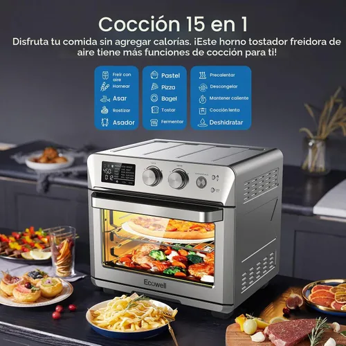Vista 2 de ECOWELL Freidora de aire de 26.4 cuartos de galón, freidora de pollo 15 en 1, freír al aire, asar, hornear, deshidratar, asar, recalentar