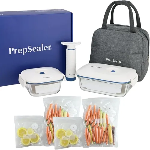 Vista 8 de PrepSealer Recipiente de vacío de vidrio para ahorrar alimentos con bomba manual para mantener los alimentos frescos, preparación de comidas, adobo