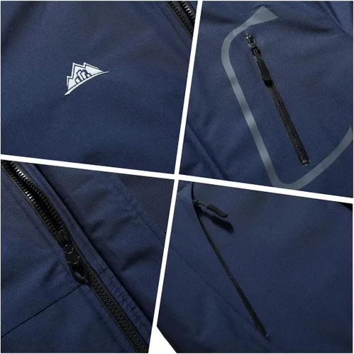 Vista 8 de Chaqueta de esquí impermeable para hombre, resistente al viento, cortavientos, abrigo de nieve cálido con capucha