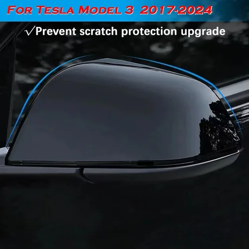 Vista 2 de YHCDSEA Cubierta protectora de espejo retrovisor para Tesla Model 3, accesorios exteriores para Tesla Model 3 2017-2026 (negro brillante)