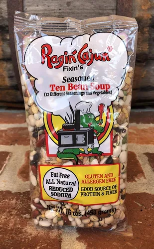 Vista 7 de Ragin Cajun - Sopa de diez frijoles sazonados con verduras y condimentos, 0.27 onzas de proteína, sin gluten, 16 onzas (paquete de 12)