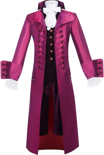 Vista 8 de Weixu Uniforme militar colonial, disfraz de cosplay para hombre, traje de abrigo para fiesta de Halloween