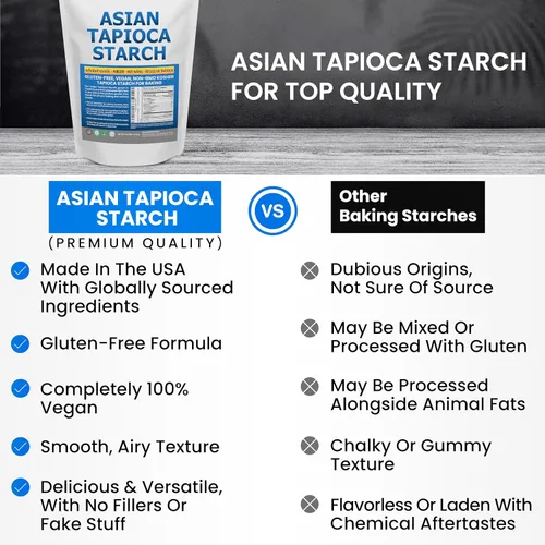 Vista 4 de Harina de tapioca para hornear – Polvo de almidón de tapioca bolsa de polietileno resellable de 2.5 libras – Sin OMG, sin gluten, vegano, kosher, a