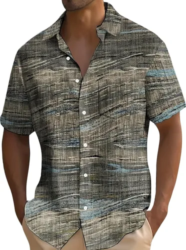 Vista 22 de Camisa hawaiana para hombre, con botones, manga corta, casual, elegante, grande y alta, floral, verano, tropical, para vacaciones