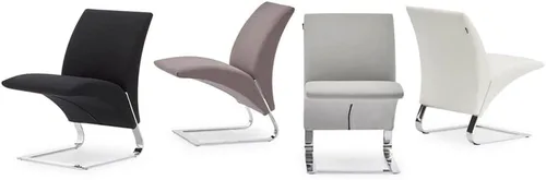 Vista 9 de Zuri Furniture Modern Bouncee - Silla de cachemira negra con base cromada pulida