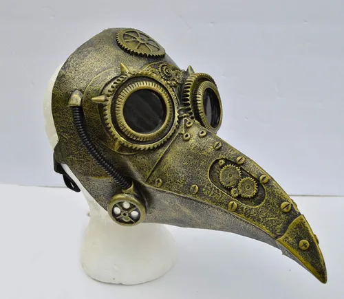 Vista 2 de Acid Tactical Plague Doctor Máscara de Halloween Pico Pájaro Cuervo SteamPunk Dr. Crow BRONCE