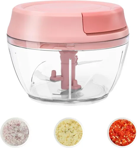 Vista 10 de Picador de ajo, mini picador manual de alimentos para cocina, cebolla, trituradora de ajo, picadora de ajo, azul, 5.4 fl oz