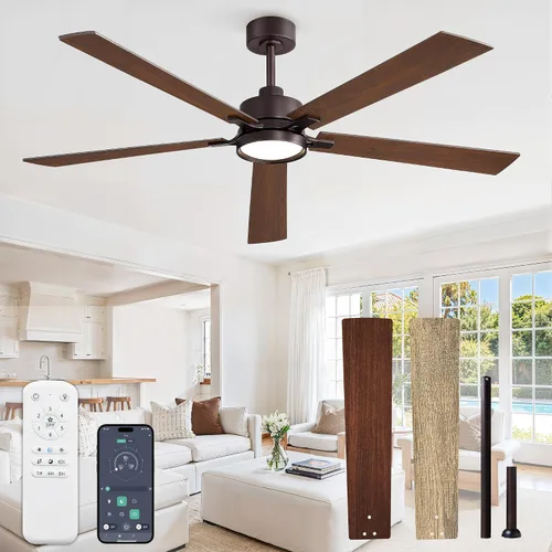 Vista 15 de 52 Inch Ceiling Fan with Lights,APP&Remote Control,DC Motor Black