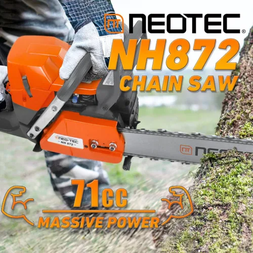 Vista 3 de NEO-TEC NH872 Motosierra a gas 71 cc 5.3 HP Motosierra de gasolina Motosierra de Gasolina Cabezal de potencia para barra de 24/28 pulgadas