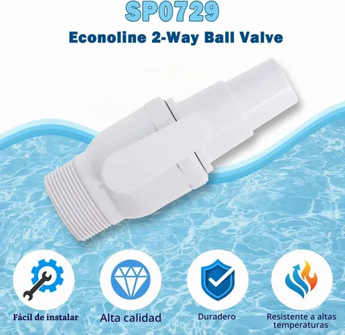 Vista 4 de SP0729 Econoline - Válvula de bola de 2 vías de repuesto compatible con Hayward – 1.5" MIP x 1.5" - 1.25" Adaptador de manguera Econoline ABS, 50