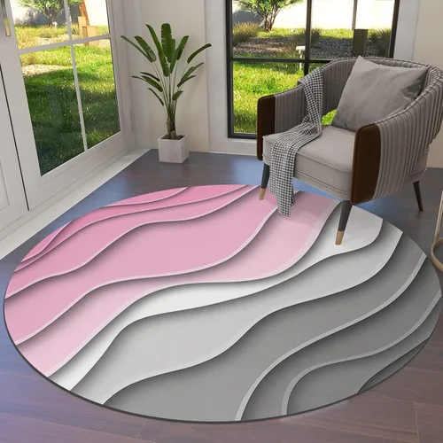 Vista 22 de Alfombra abstracta rosa y gris de San Valentín de 2 x 3 pies, alfombra estética geométrica moderna, antideslizante, rectangular, lavable