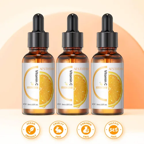 Vista 4 de Suero de vitamina C prémium para cara, suero antienvejecimiento con ácido hialurónico, pantenol, cubilosa, retinol y aminoácidos, hidrata y aumenta