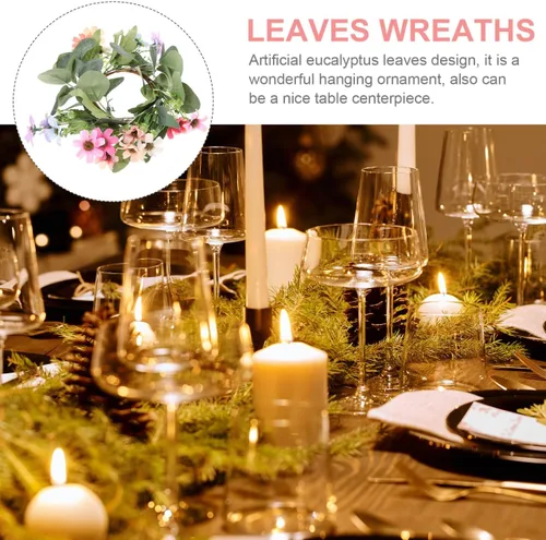 Vista 5 de Zerodeko Corona de eucalipto, anillo de vela, centros de mesa de boda para mesas, coronas de velas para decoraciones de Pascua, decoración del hogar