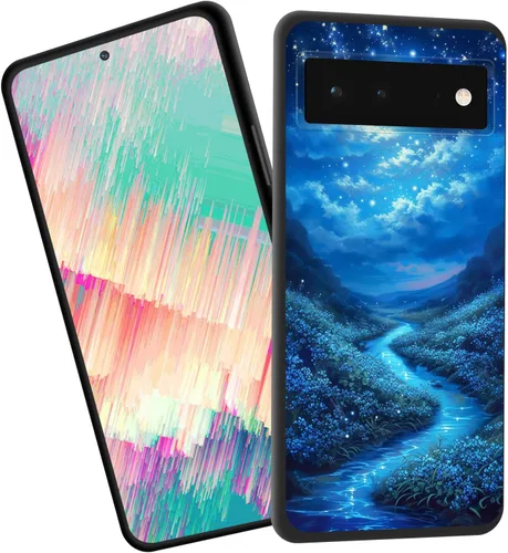 Vista 32 de Funda delgada para Google Pixel 4 XL, funda delgada de silicona de TPU suave a prueba de golpes para Google Pixel 4 XL, gato negro luna estrellada