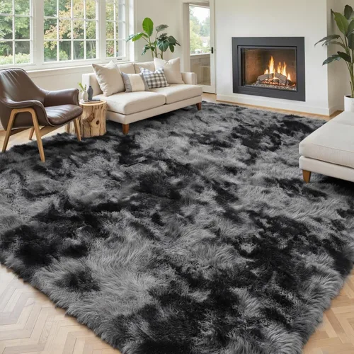 Vista 39 de Alfombras pequeñas de 2 x 3 pies, alfombra negra para dormitorio, alfombra moderna de pelo largo, alfombra pequeña, alfombra de noche esponjosa
