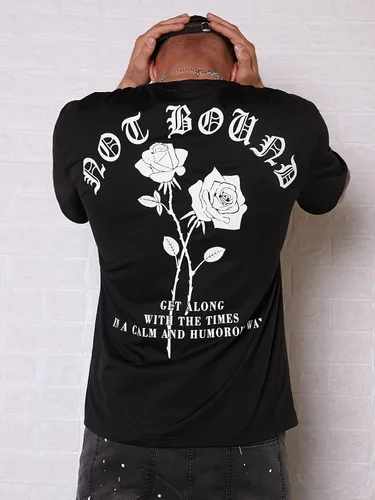 Vista 4 de SHENHE Camiseta de manga corta con cuello redondo y estampado floral para hombre