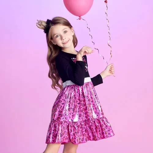 Vista 4 de VIKITA Vestido de invierno de manga larga con dibujos animados para niñas de 2 a 12 años