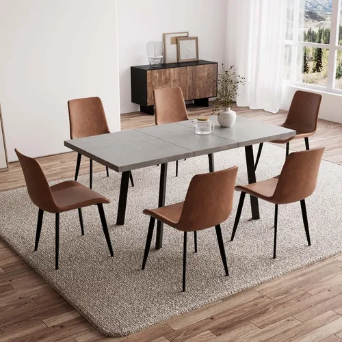 Vista 10 de Zerifevni 47.2"- 62.9" Extendable Dining Table Set of 5 Kitchen Table with 4 Dining Chairs, Modern Gray Wood Grain, Waterproof Scratchproof for