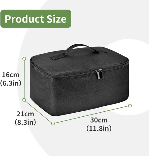Vista 6 de Bolsa de viaje para herramientas para el cabello con almohadilla resistente al calor, funda de transporte de viaje de doble capa para alisador
