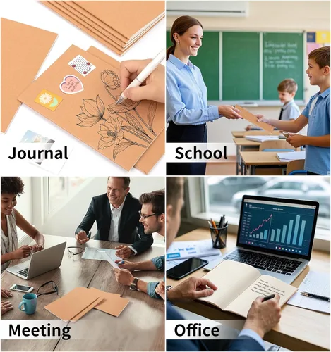 Vista 7 de ALKALO Paquete de 6 cuadernos de papel kraft de cuadrícula A5 a granel, cuadernos de diario, cuadernos de papel cuadriculado A5, 8.3 x 5.5 pulgadas